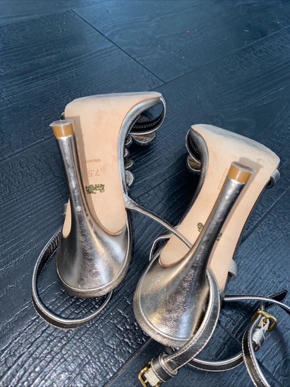 Coach Bianca Womens Sandals Heels Ankle Straps Embellished Leather 7.5 - Picture 2 of 16